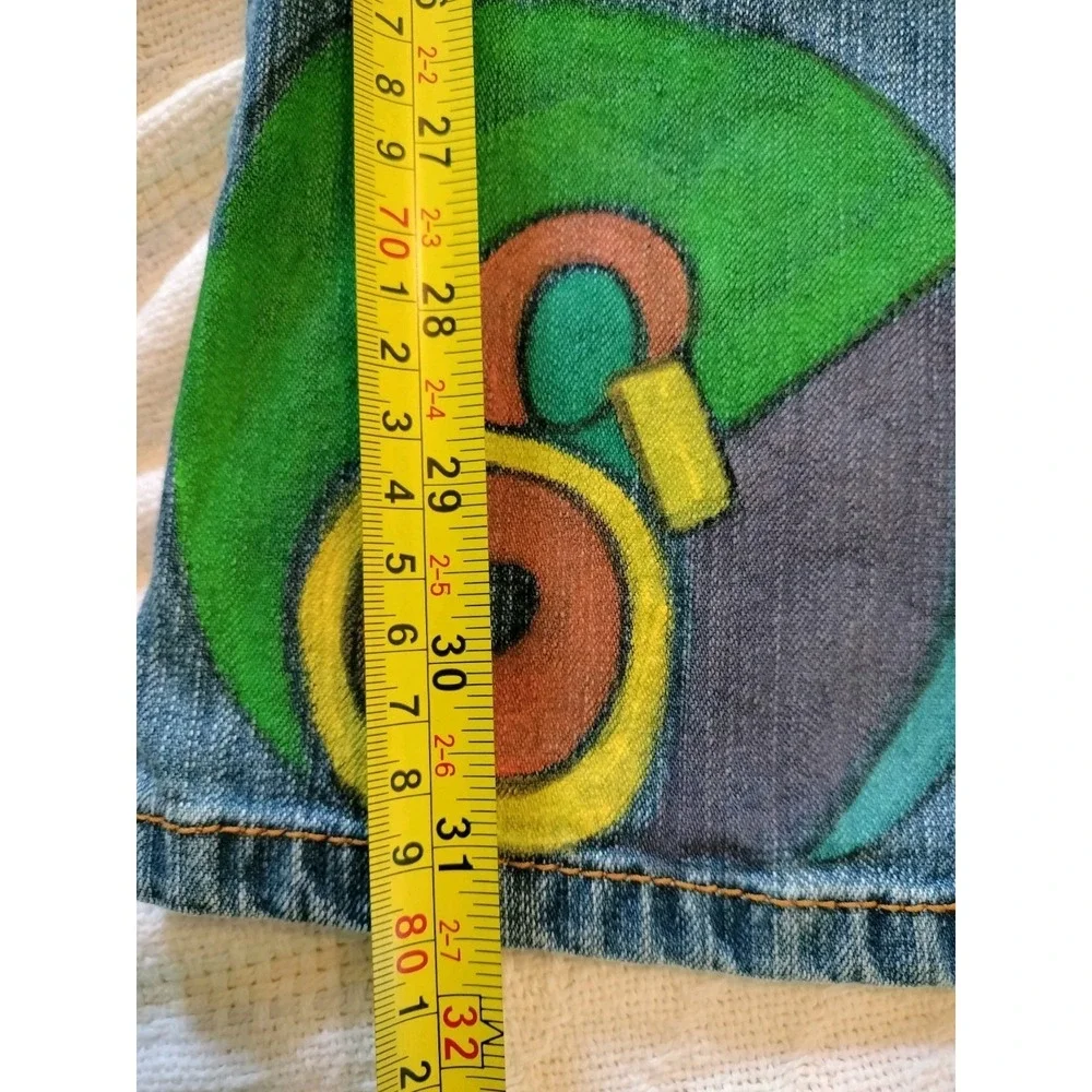 VTG ZANA-DI Custom Painted Flare Jeans Women's 11 Y2K Boho Hippie Mid Rise